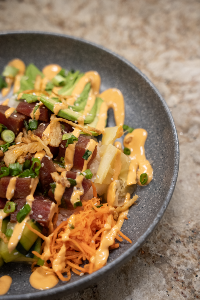 Great Full Gardens' Ahi Poke Bowl for 2026 Reno Food & Drink Week. Photo by Fullsphere Digital.