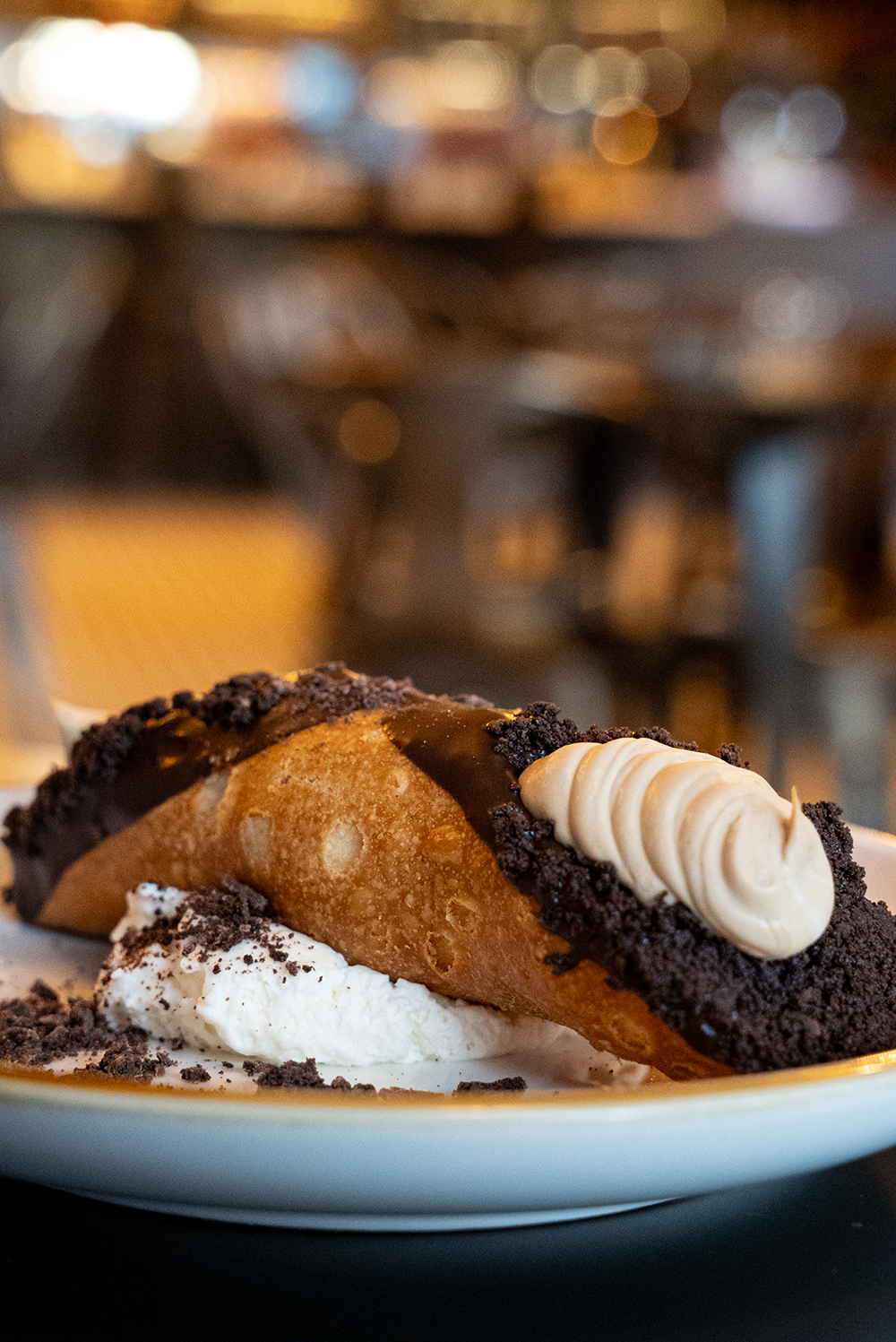 Liberty Food & Wine Exchange's Chocolate Dipped Espresso Cannoli for 2026 Reno Food & Drink Week. Photo by Fullsphere Digital.