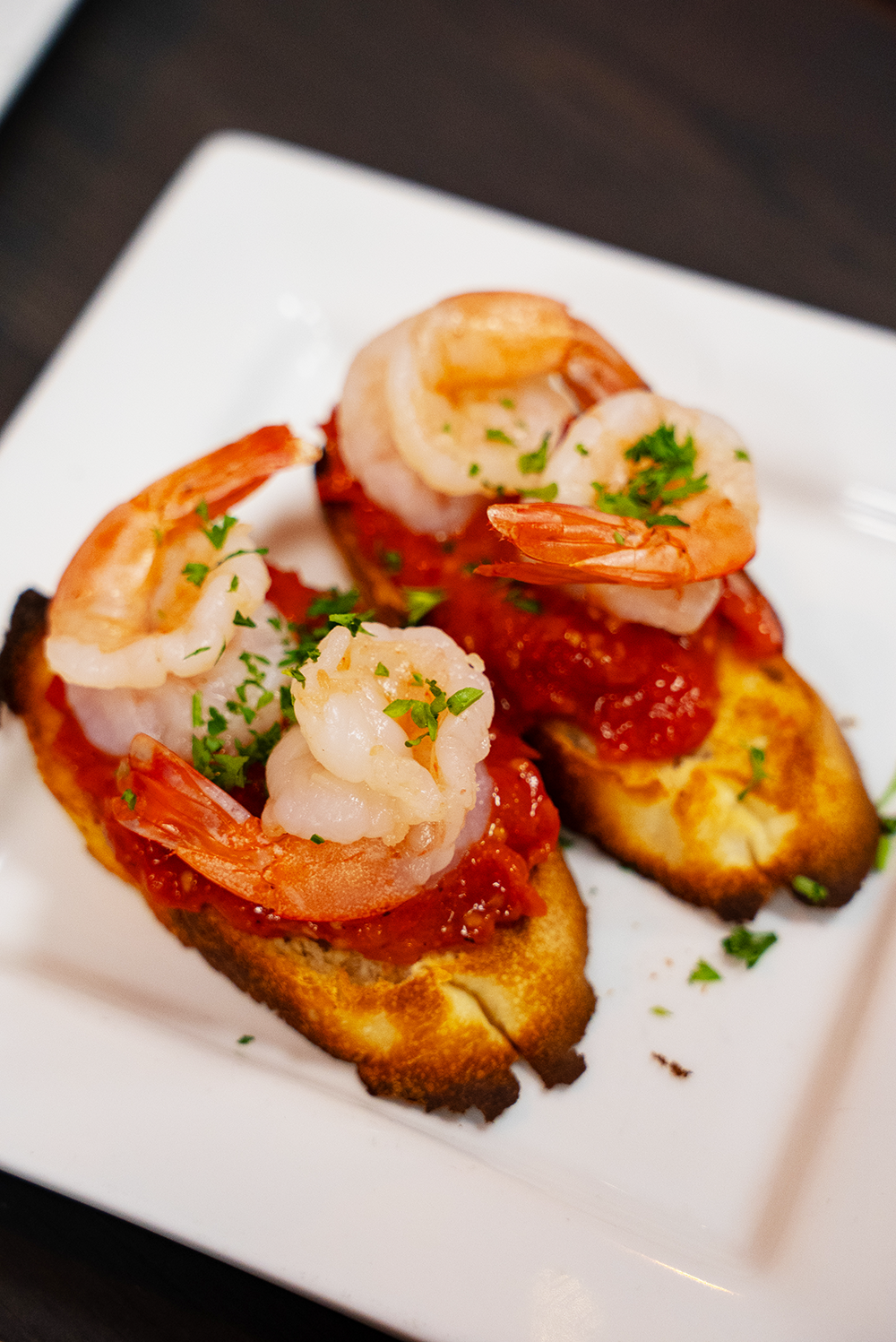 R Town Pizza's Shrimp "Cocktail" Pintxo for 2026 Reno Food & Drink Week. Photo by Fullsphere Digital.