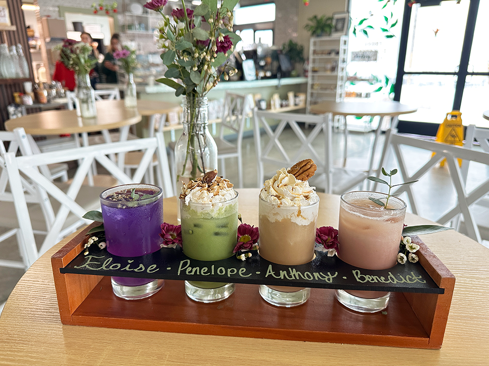 Rising For People Coffee Co's Bridgerton Flight for 2026 Reno Food & Drink Week. Photo by Hungry in Reno.